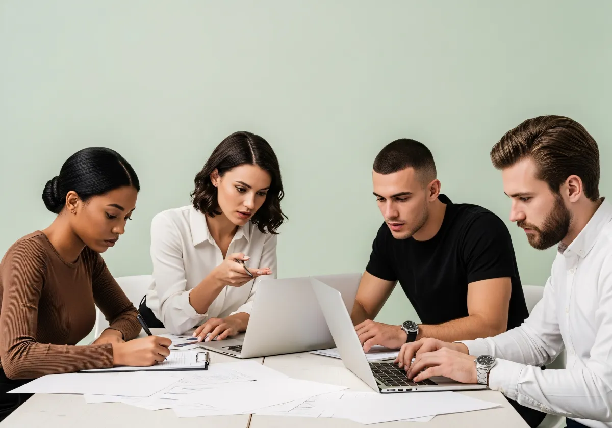 Personas felices conversando en sesión motivacional