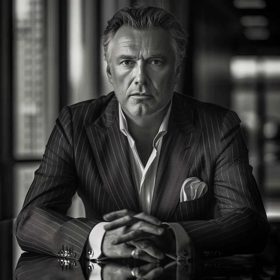 Hombre en oficina profesional motivado